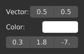 Screenshot of vector example properties.